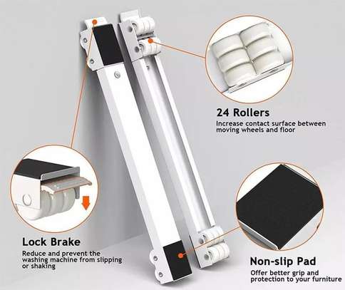 Extendable Appliance Movers Rollers With Brakes image 1