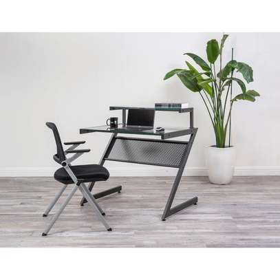 Office Chair: Black Foldable Fabric Ergonomic Chair image 2