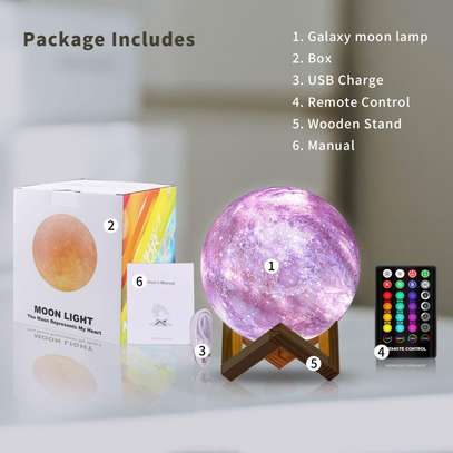 16 Colors 3D LED Moon Light with Stand image 1