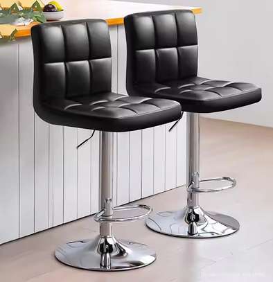 Chrome Base Leather Height Adjustable Counter Barstool image 7