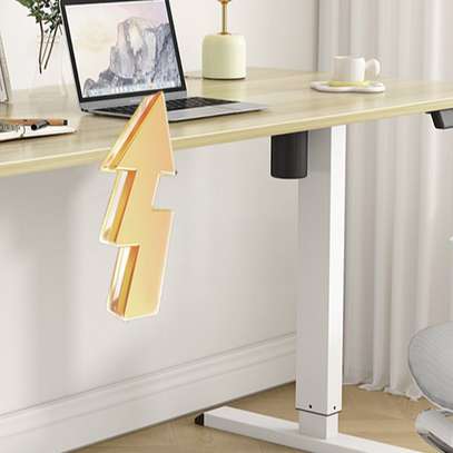 Office Desk: White Adjustable Height Computer Work Desk image 5