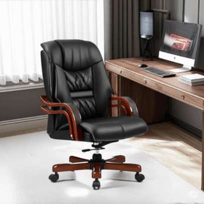 High Back Solid Wood Executive Office Chair image 5