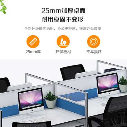 Office desk: White four seater straight workstation image 3