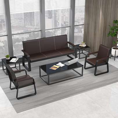 Executive Leather Sofa Set – Office Reception Furniture image 1