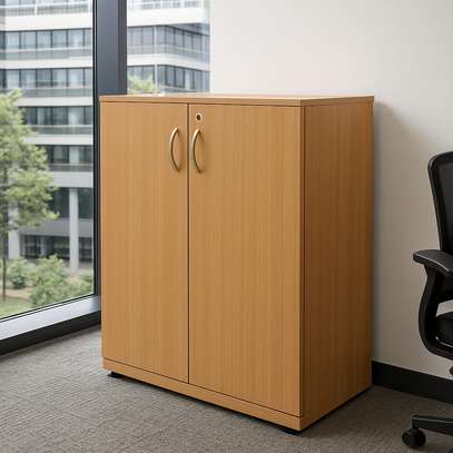 Office Cabinet: 2 Door Wood Finish Light Credenza Cabinet image 1