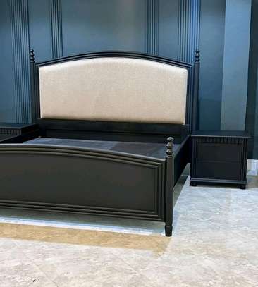 Mahogany wooden beds with cabinets image 6