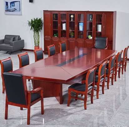 12-Person Modern Red Conference Table Set [3M] image 5
