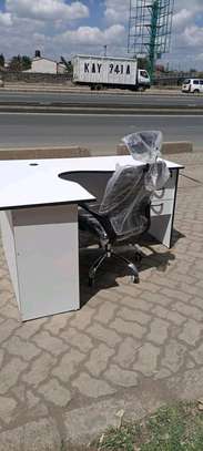 Laptop office desk with a headrest chair image 1