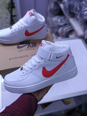 White and Orange nike air force 1 high top sneaker image 2
