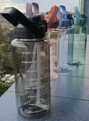 2l Motivational water bottle with timing  &Straw image 2