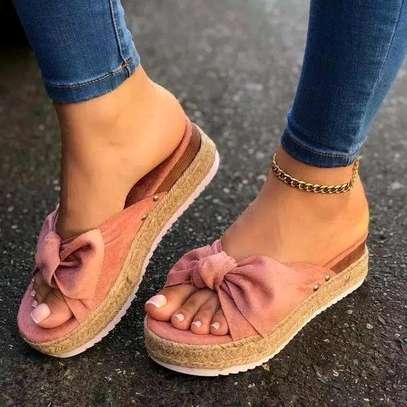 Quality Hazel pink Bow wedge Sandles*
*Size: _37 38 39 40 41 42_*
*Price: 2000*
*Colours: 6??* image 1