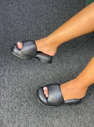 Women fashion faux open toe slides image 3