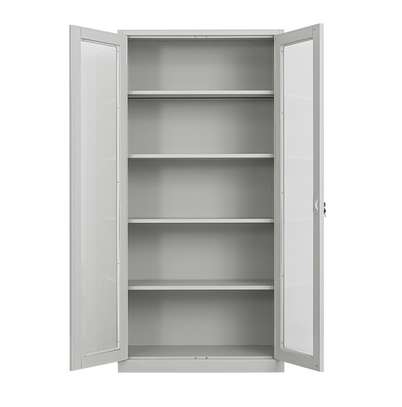 Lockable Metal 2 Glass Door Office Cabinet image 9