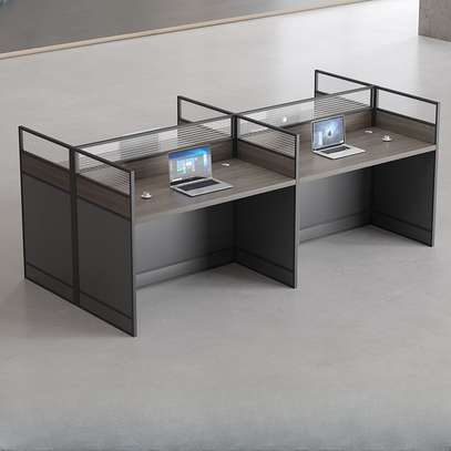Dark Gray 4 Way Modular Office Workstation image 1