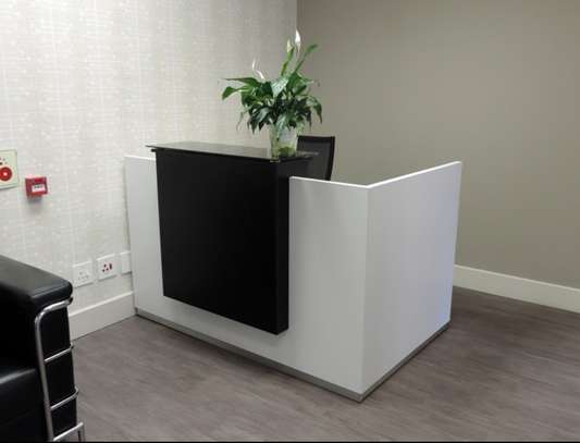 Reception Desk: Sleek 1.2m White Desk, Ideal For Small Space image 3
