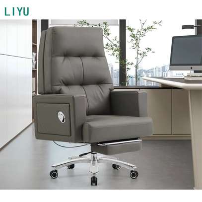 Office Chair: Director Boss Leather Pillow Ergonomic Chair image 4