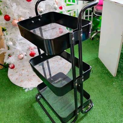 Multi-functional movable trolley storage rack image 3