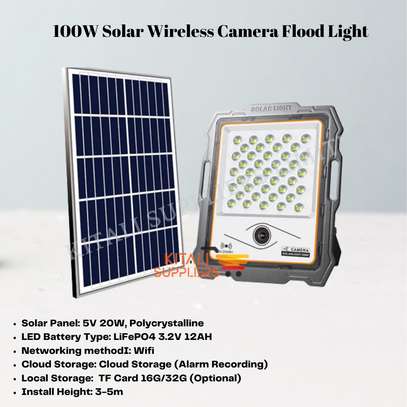 100W solar wireless camera floodlight image 1