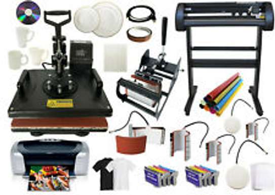 8-in-1Heat Press Machine Vinyl Cutter Printer Ink Paper T-shirt Transfer Start-up Kit image 1