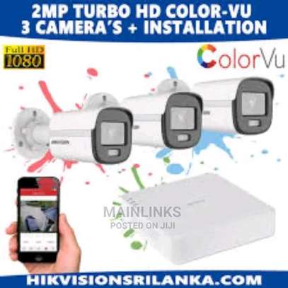 3 hikvision full colour CCTV camera set image 1
