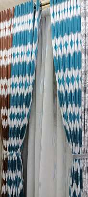 BLUE PLAIN AND PRINTED CURTAINS image 1