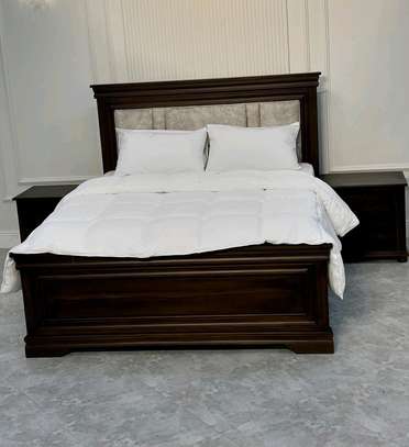 King Size Wooden Bed Frame with Nightstands image 1