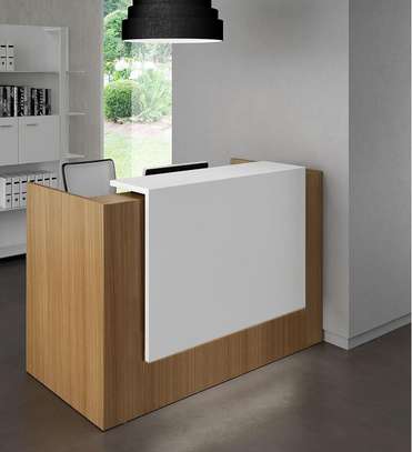 Office Desk: 1.4M Brown Reception Working Desk image 4