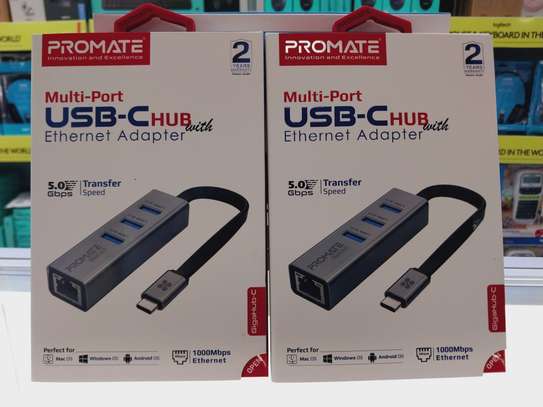Promate Multi-Port USB-C Hub with Ethernet - USB 3.0 Ports. image 3