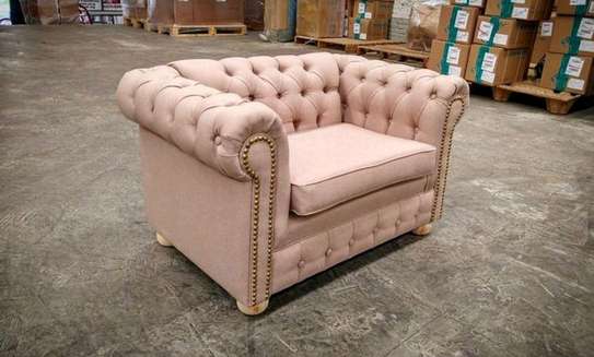 Rolled arms single seater Chester tufted sofa image 1