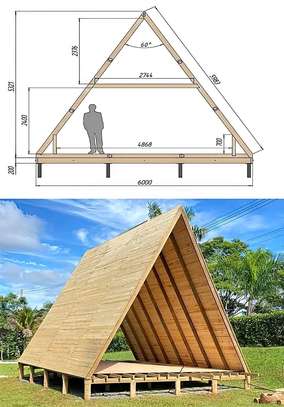 A-Frame wooden villa construction image 2