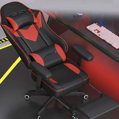 Office Chair: Cream Red Blue Gaming Chair With Pillow image 6
