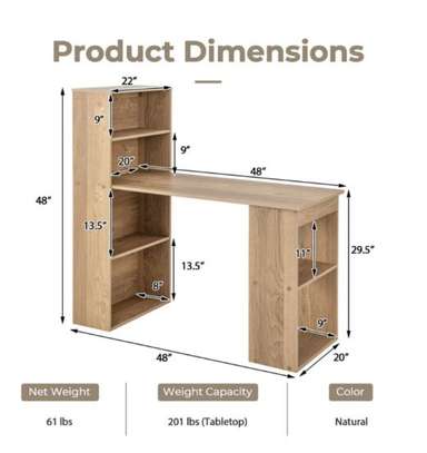 Modern Brown Computer Desk with Storage Bookshelves image 4