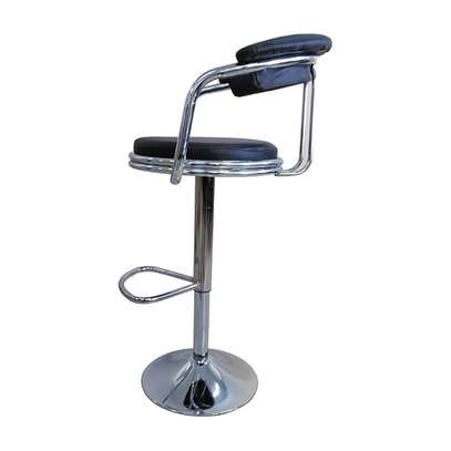 Office Barstool: Black Adjustable Leather Barstool image 2