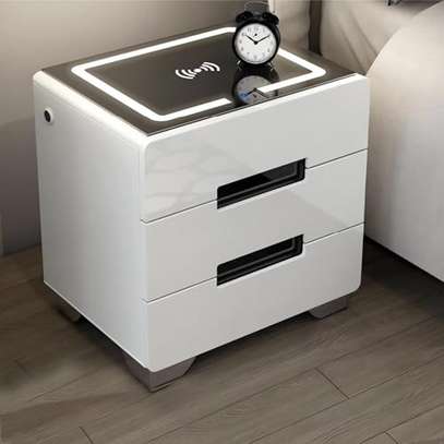2 Drawer Fingerprint Lock Smart Bedside Table image 4