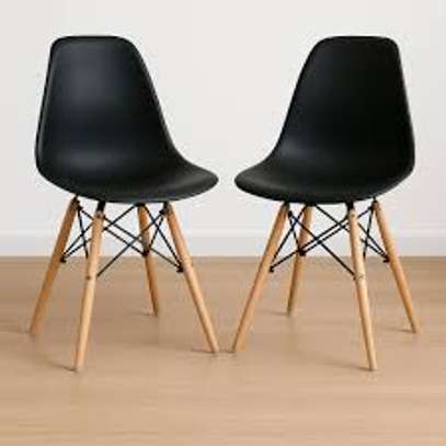 Plastic Wooden Base Armless Home Dining Chair image 11