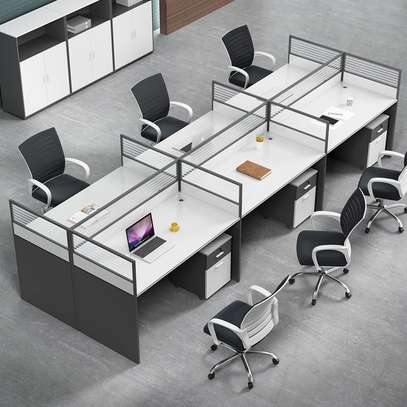 6-Person Modular Office Desk – Modern Cubicle Workstation image 6