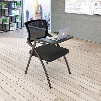 Folding Mesh Conference Chair with Writing Pad image 6