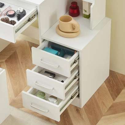 Dressers: White Wooden Vanity With Stool Set For Bedrooms image 2