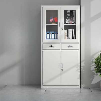 Modern Filing Cabinet with Glass Upper Doors image 3