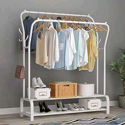 Double Pole Clothes Rack Shelf Storage Organizer image 2