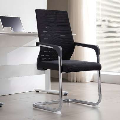 Office Chair: Chrome Metallic Office Visitor's Chair image 1