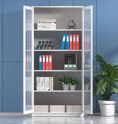 Lockable Metal 2 Glass Door Office Cabinet image 7