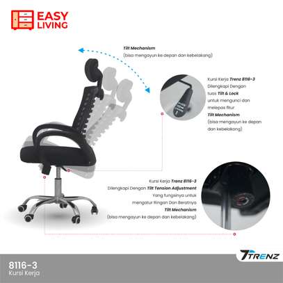 Office Seat: Black Ergonomic Mesh Swivel Chair With Headrest image 3