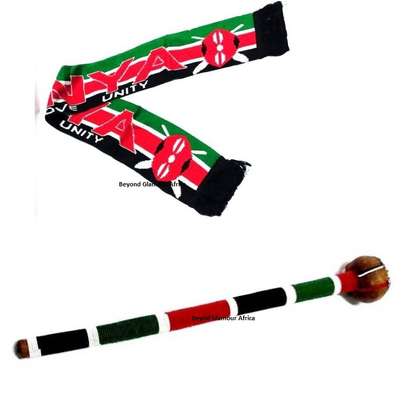 Mens Kenyan Beaded woode rungu with matching scarf image 1