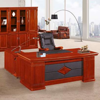 Office Desk: 140cm Mahogany Ample Executive Desk image 2