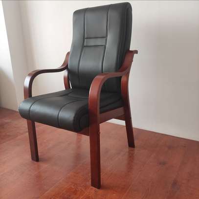 Ergonomic Office Chair Black Faux Leather image 5