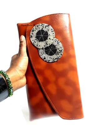 Womens Brown Leather Clutch image 2