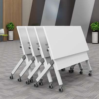 Removable Splicing Folding Desk with Wood Top & Wheels image 5