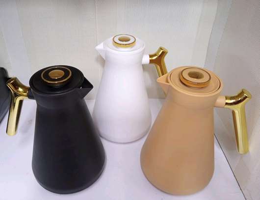 luxury gold handle top press thermos pot. image 1