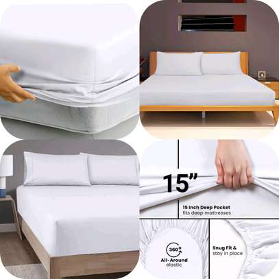 6pc White Fitted Cotton Bedsheets image 6